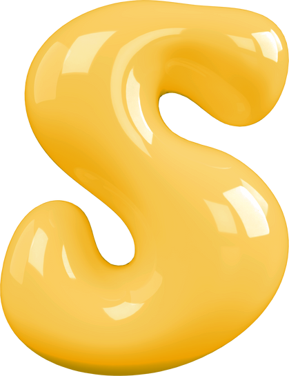 Yellow 3D Bubble Gum Uppercase Letter S