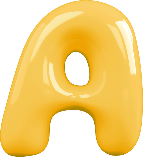 Yellow 3D Bubble Gum Uppercase Letter A